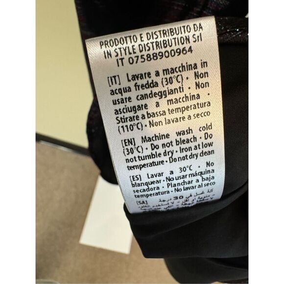 Black Coral NWT Waist Fitted Metallic Stripe Dress in Purple Size IT 44/US 8 - Picture 9 of 10